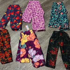 Lularoe kids large xl leggings bundle 6 pairs new with tag floral prints